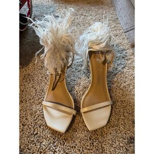 Stuart Weitzman Plume 110 Sandal Heel White Bridal Bach Engagement Size 7